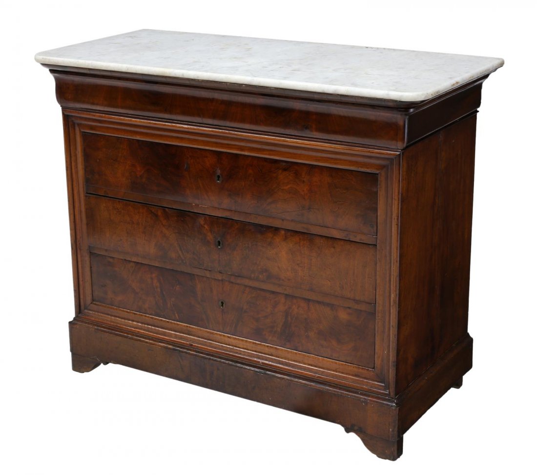 FRENCH CHARLES X MARBLE TOP COMMODE, 19TH C. (1 of 3)