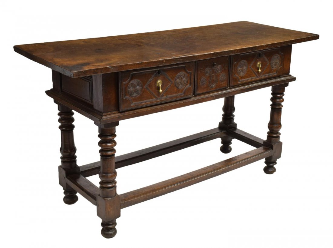 RUSTIC SPANISH 18TH C. SINGLE BOARD TOP TABLE (1 of 4)