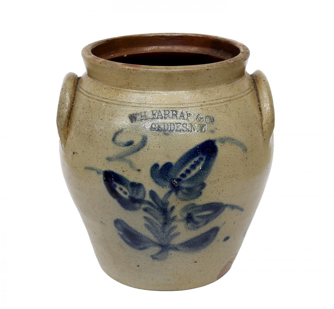 W.H. FARRAR & CO GEDDES, NY NO.2 SALT GLAZE CROCK (1 of 5)