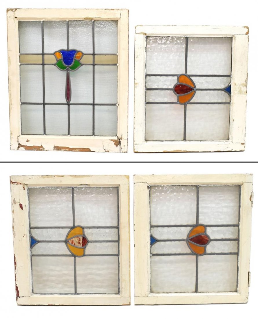 (4) ENGLISH FRAMED STAINED GLASS WINDOWS (1 of 1)