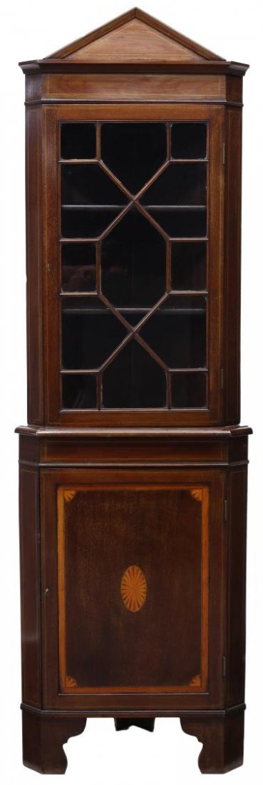 DANISH MARQUETRY MAHOGANY CORNER CUPBOARD 19TH C (1 of 2)