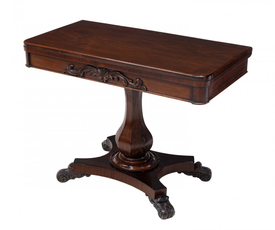 ENGLISH VICTORIAN ROSEWOOD FOLD TOP CARD TABLE (1 of 3)