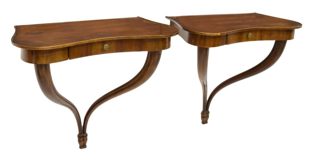 (2) ITALIAN MAHOGANY HANGING WALL BRACKET SHELVES (1 of 2)