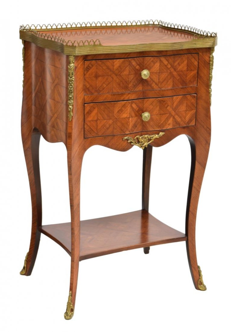ITALIAN GILT METAL & PARQUETRY INLAID SIDE TABLE (1 of 3)