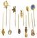 (10) COLLECTION VINTAGE PLATED & GOLD STICK PINS - 2