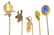 (10) COLLECTION VINTAGE PLATED & GOLD STICK PINS - 3