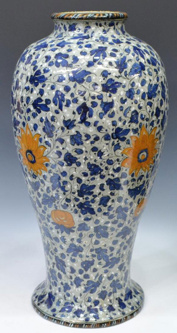 LARGE STANDING PESARO ITALY CERAMIC PAINTED VASE (1 of 3)