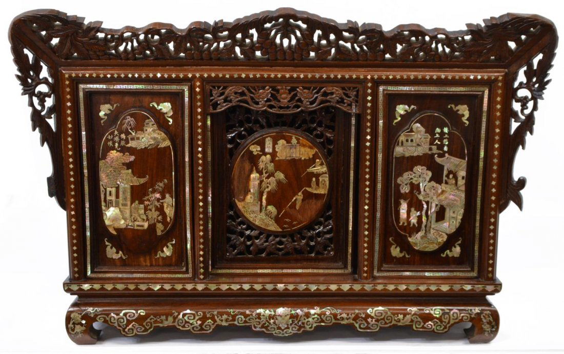 CHINESE ROSEWOOD MOTHER-OF-PEARL INLAID CABINET (1 of 4)