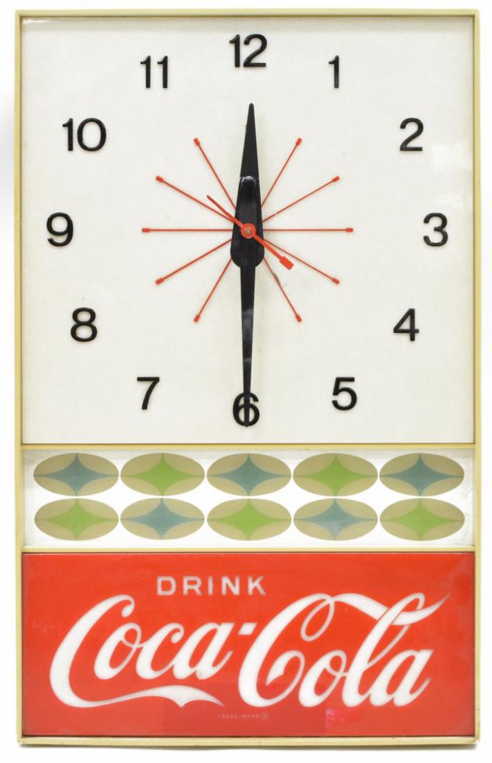 COCA COLA ADVERTISING WALL CLOCK, OPERATES (1 of 4)