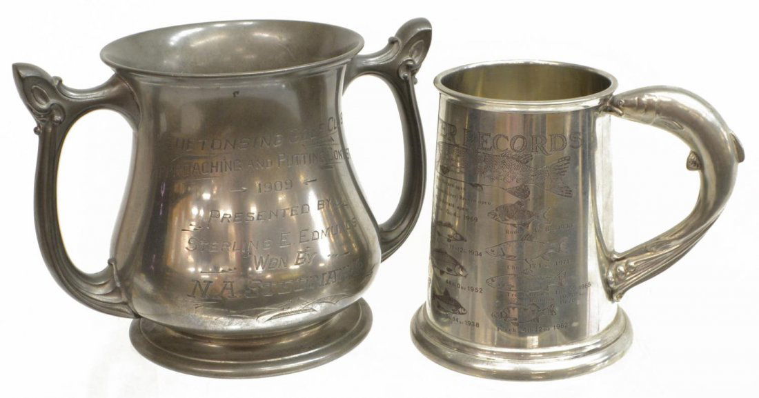 (2) 1909 MICHIGAN GOLF TROPHY & BRITISH FISH MUG (1 of 5)
