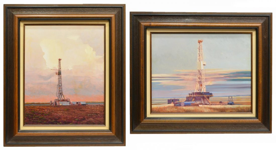 (2)JACK WHITE (TEXAS, B. 1933), OIL WELL PAINTINGS (1 of 6)