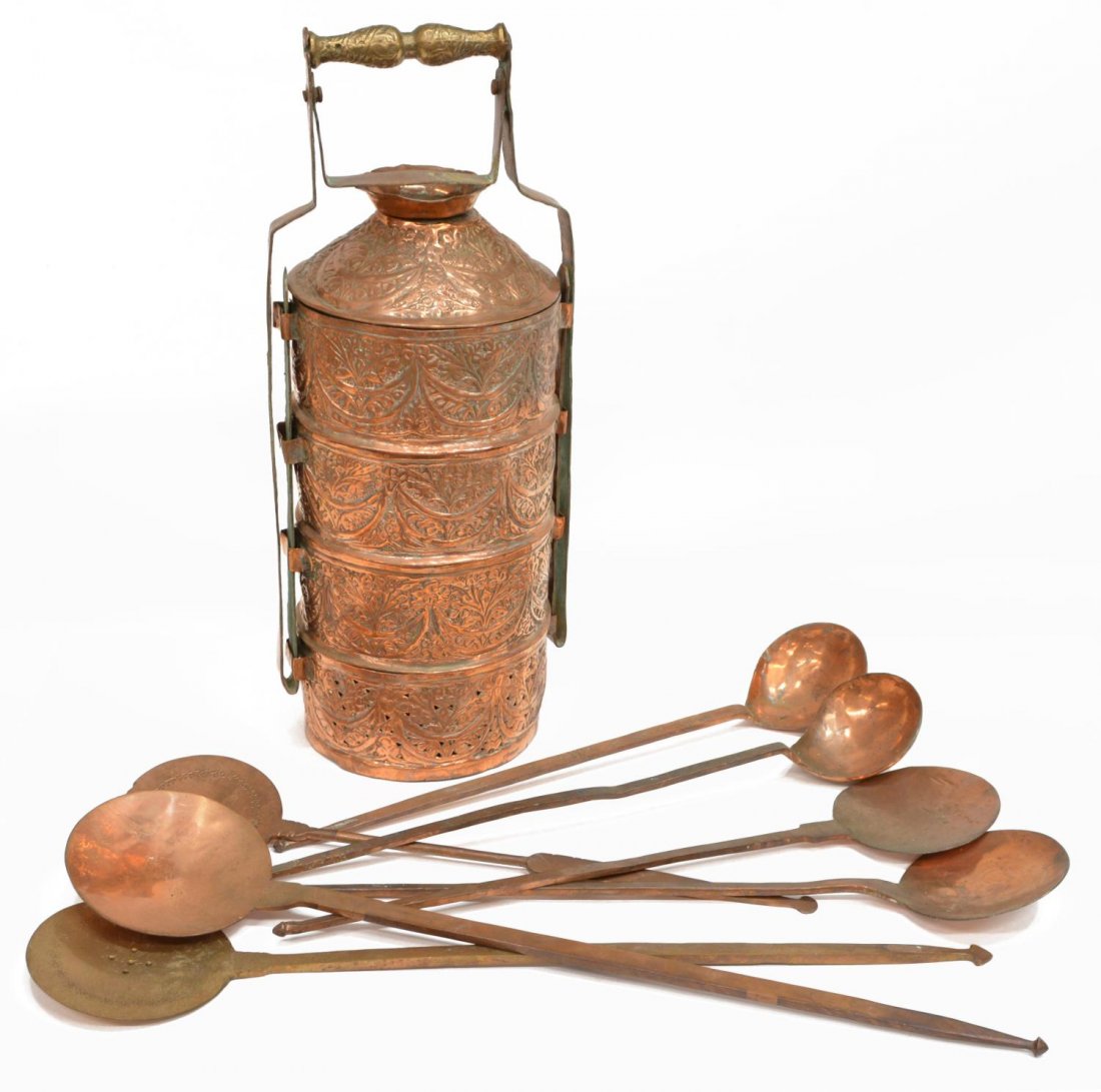 (8) GROUP OF COPPER ITEMS, UTENSILS & LUNCH BOX (1 of 4)