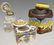(5)ANTIQUE MARBLE INKWELLS & SOAP BUBBLE ART GLASS - 2