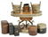 (6) TRAVELING FAUX WOOD & LEATHER INKWELL GROUP