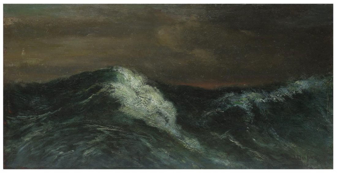 J. DUPRE, OIL PAINTING ON BOARDS, SEASCAPE, WAVES (1 of 5)