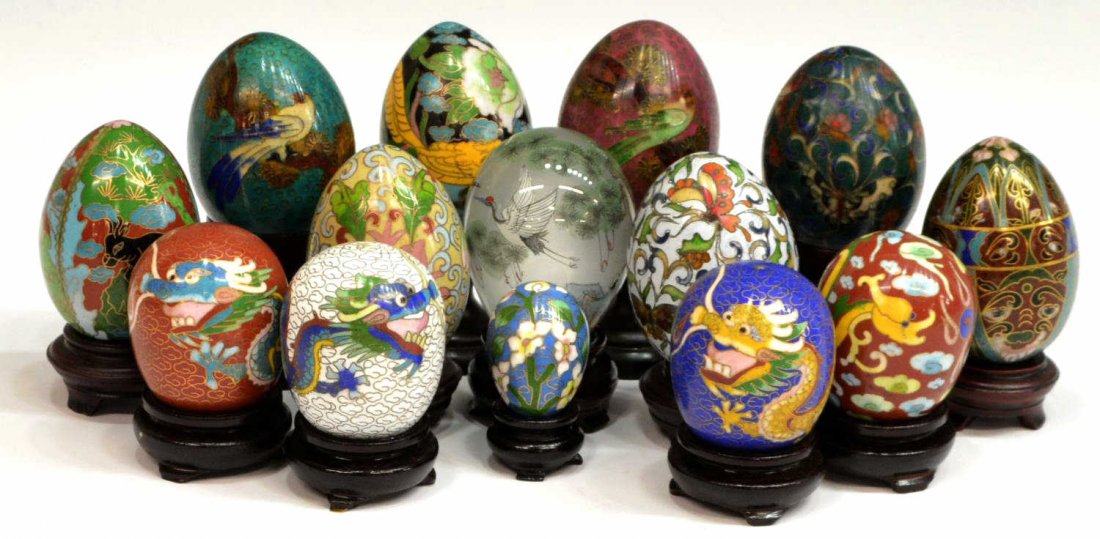 (14) CHINESE CLOISONNE & INNER PAINTED EGGS (1 of 3)