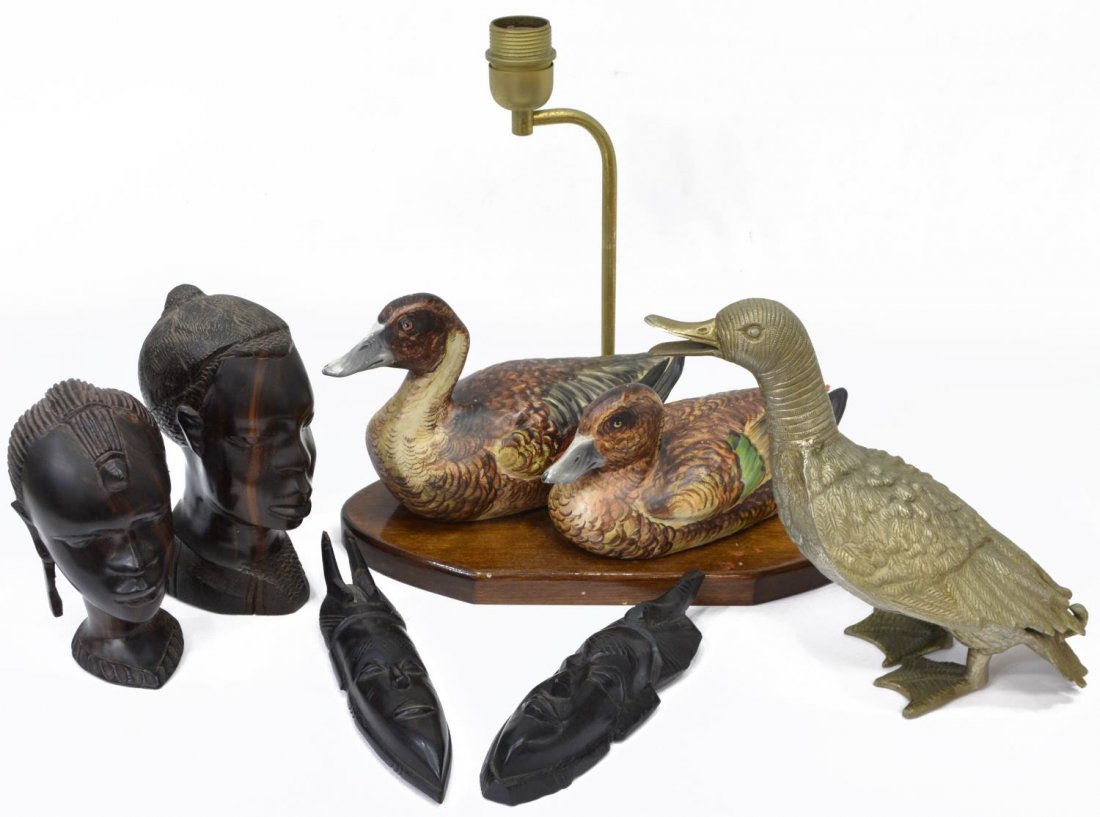(6) DECORATIVE GROUP, TRIBAL HEADS, STANDING DUCK (1 of 4)