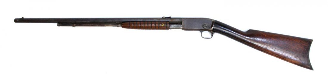 REMINGTON MODEL 12C PUMP OCTAGONAL .22 RIFLE: Remington Model 12C rifle, .22 S, L, LR caliber, tubular magazine, hammerless, slide action, 24" octagonal barrel, receiver dents, SN RW 148XXX **REQUIRES FFL TRANSFER** Start Price: $100.00