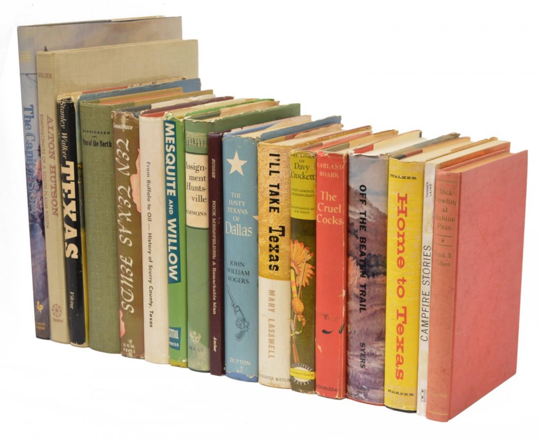 (17) BOOKS: MOSTLY TEXANA, MANY AUTHOR AUTOGRAPHED: (lot of 17) Mostly Texana books: (1) "I'll Take Texas", Mary Lasswell (autographed), Houghton Mifflin, 1958, 376 pages; (1) "Dick Dowling at Sabine Pass", Frank X. Tolbert (autographed), McGraw-Hill, 