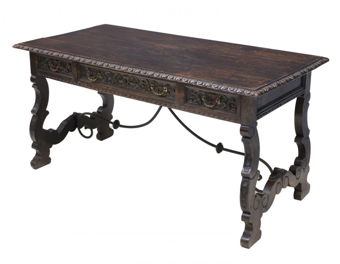 SPANISH BAROQUE STYLE LIBRARY TABLE/DESK (1 of 4)