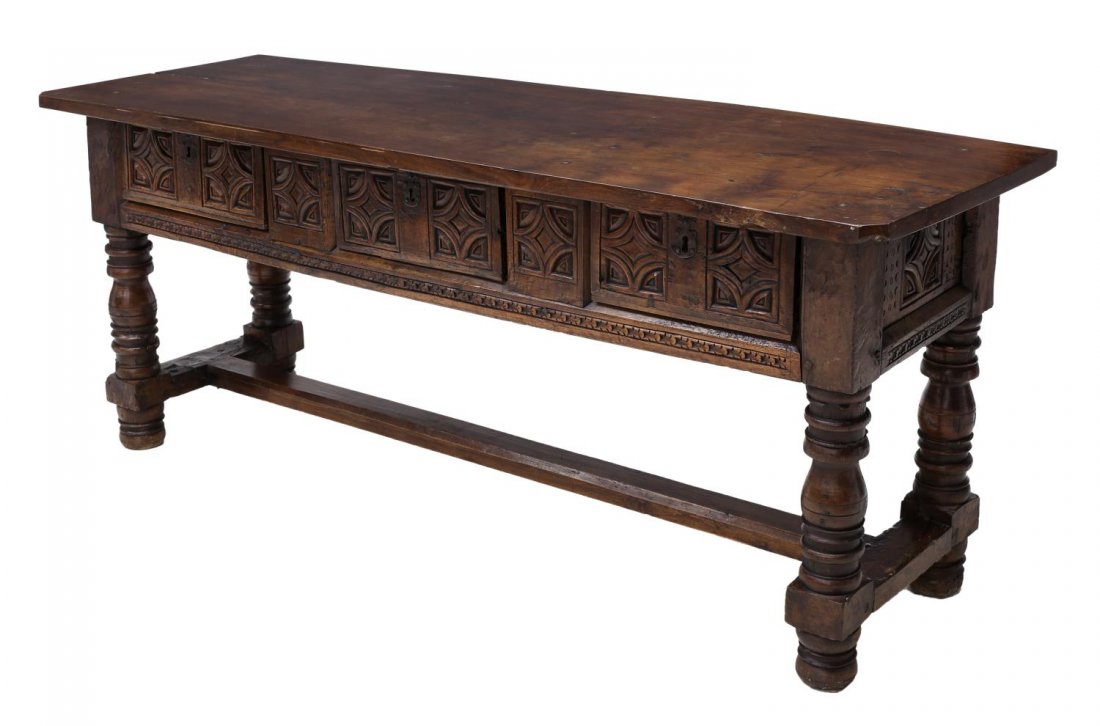 SINGLE BOARD WRITING DESK, SPAIN, 18TH C. (1 of 3)