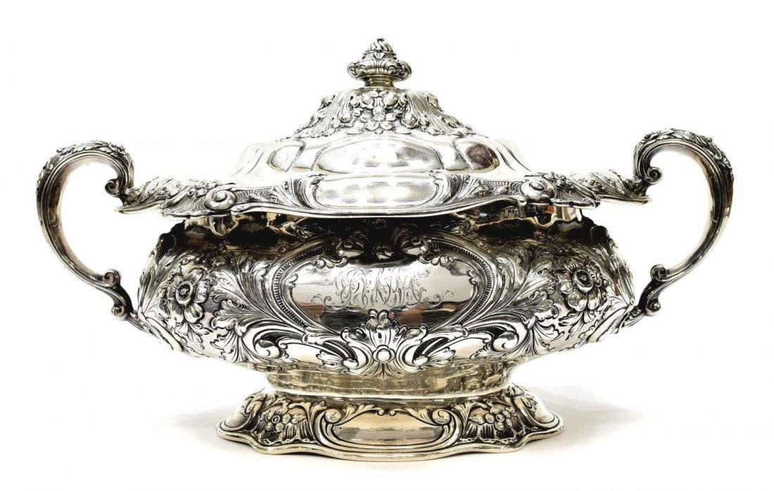 ORNATE GORHAM COVERED STERLING SILVER TUREEN (1 of 5)