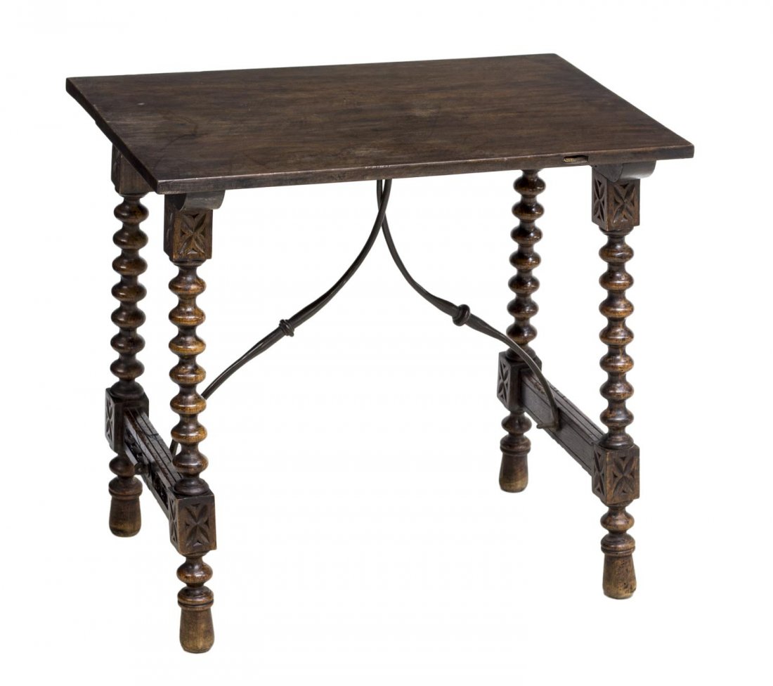 SPANISH BAROQUE STYLE CARVED TRESTLE SIDE TABLE (1 of 2)