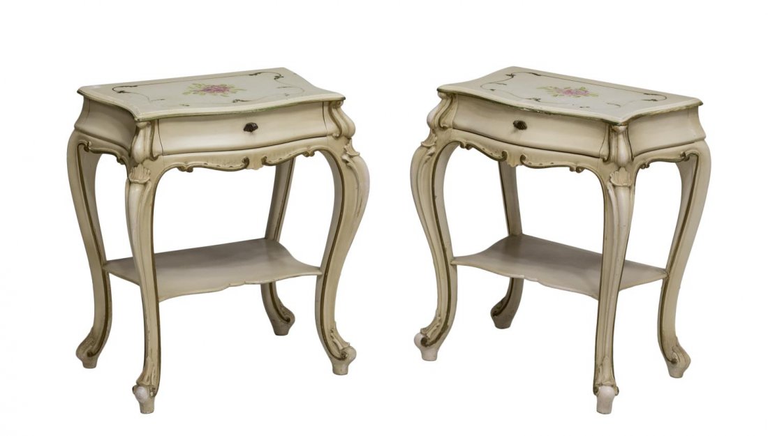 (2) LOUIS XV STYLE PARCEL GILT FLORAL SIDE TABLES (1 of 3)