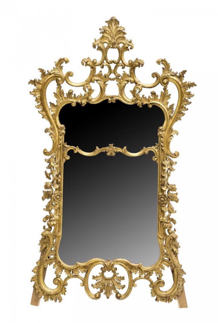 ITALIAN FLORENTINE GILT LOUIS XV STYLE WALL MIRROR (1 of 2)