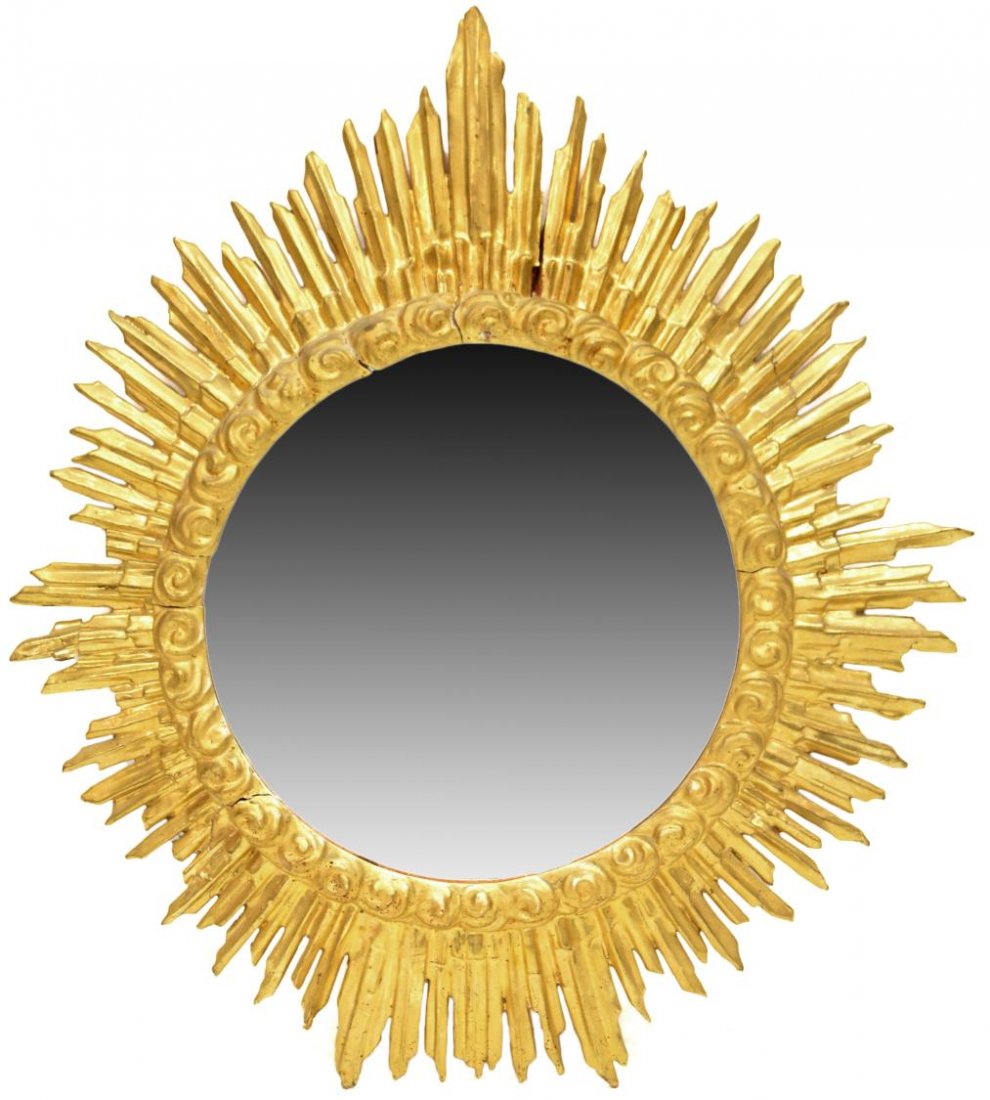 CONTINENTAL GILTWOOD SUNBURST MIRROR, 19TH C. (1 of 4)