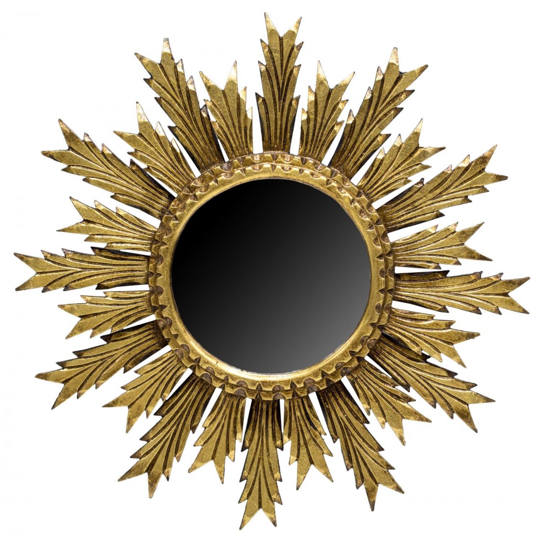 SPAIN CARVED GILTWOOD SUNBURST WALL MIRROR (1 of 2)