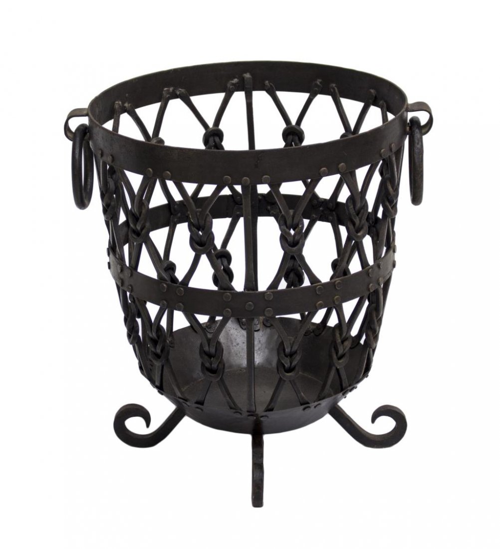 LARGE HAND FORGED OPENWORK IRON BASKET (1 of 2)