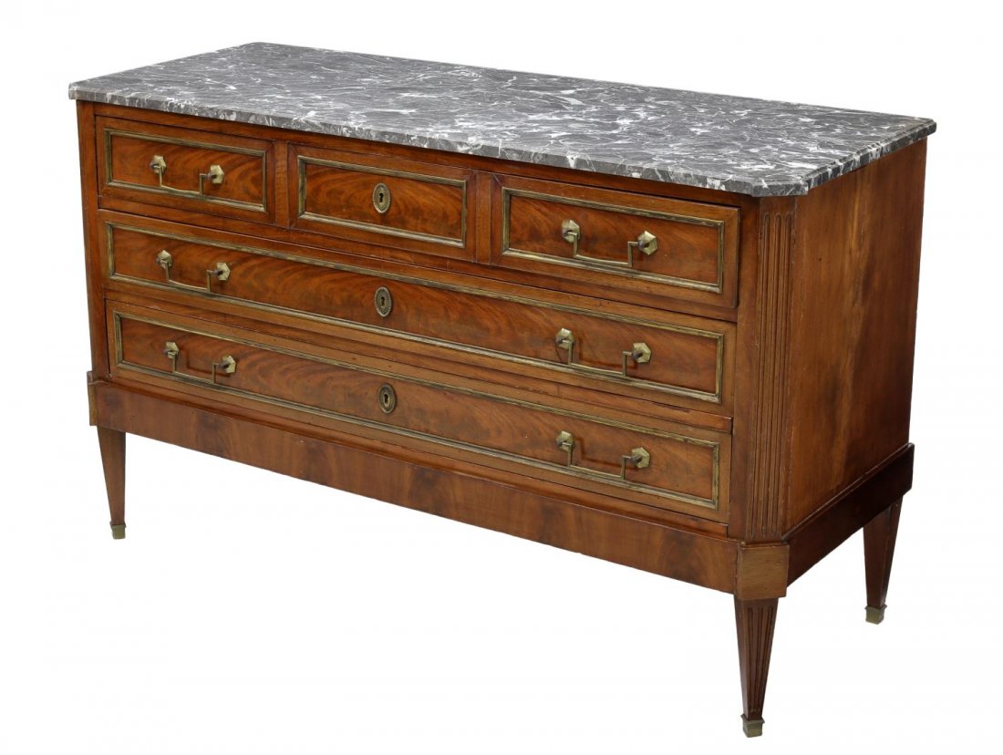 FRENCH DIRECTOIRE MARBLE TOP COMMODE EARLY 19THC (1 of 5)
