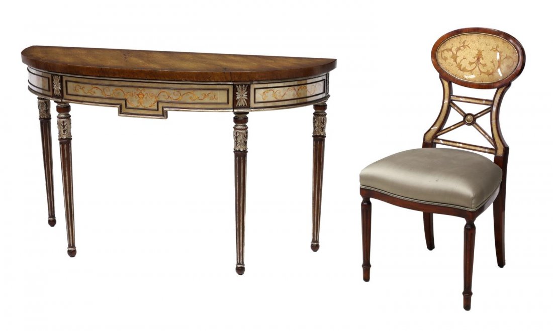 THEODORE ALEXANDER DEMILUNE CONSOLE TABLE & CHAIR (1 of 8)