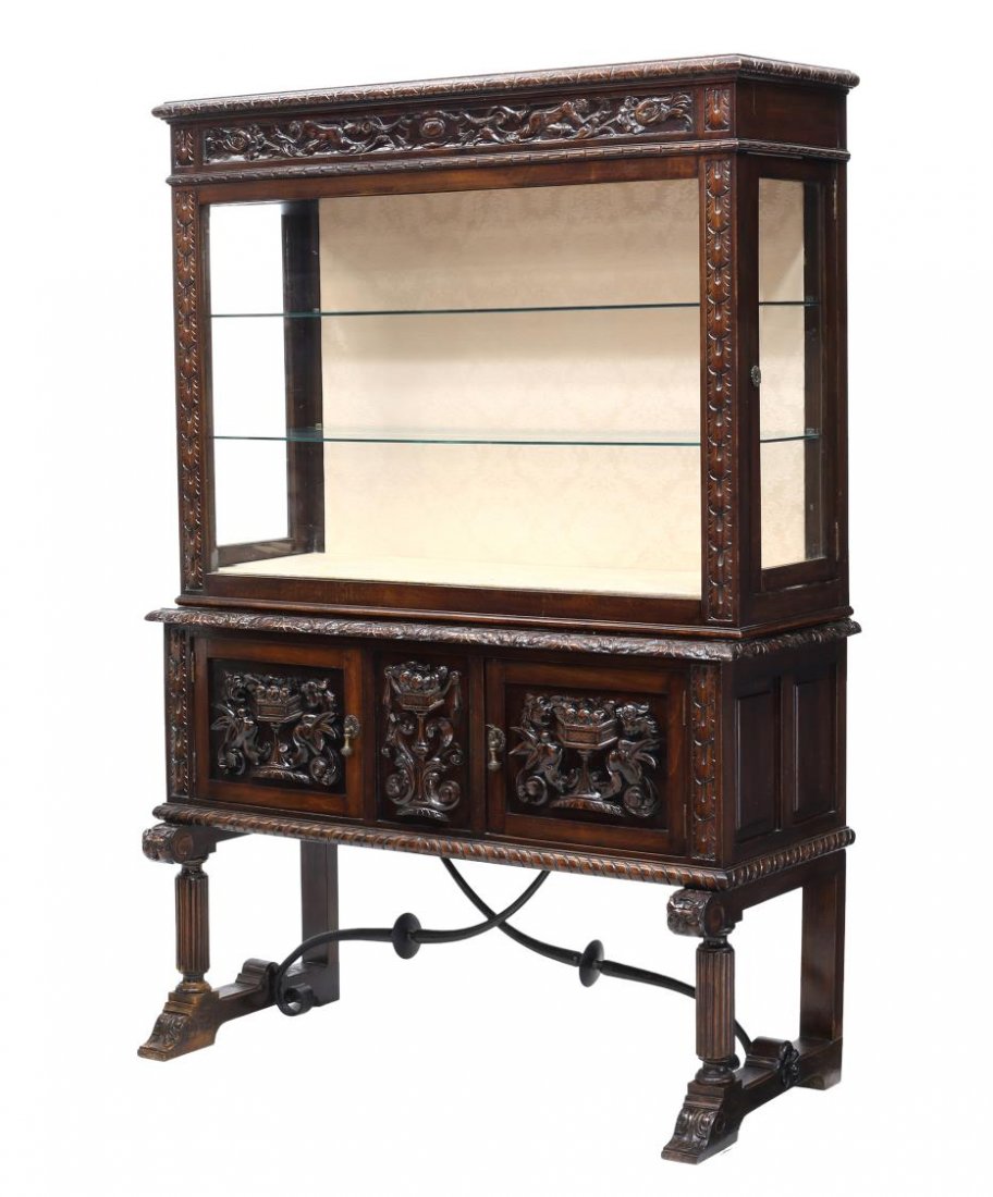 FIGURAL CARVED SPANISH DISPLAY CABINET (1 of 4)