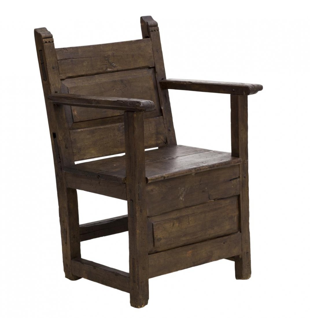 SPANISH BAROQUE STYLE CARVED OPEN ARMCHAIR, 18TH C (1 of 3)