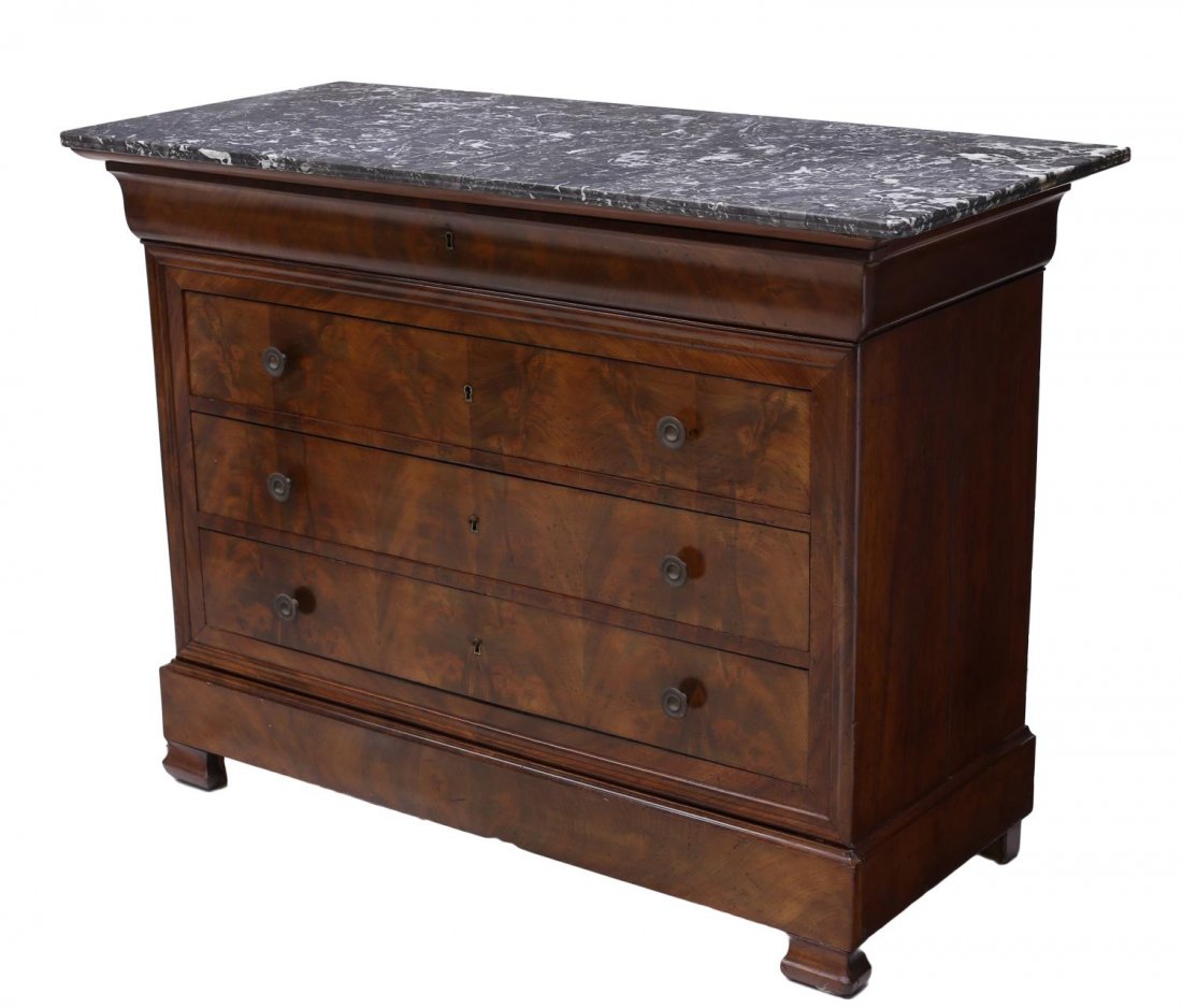 FRENCH CHARLES X MARBLE TOP COMMODE, 19TH C. (1 of 4)