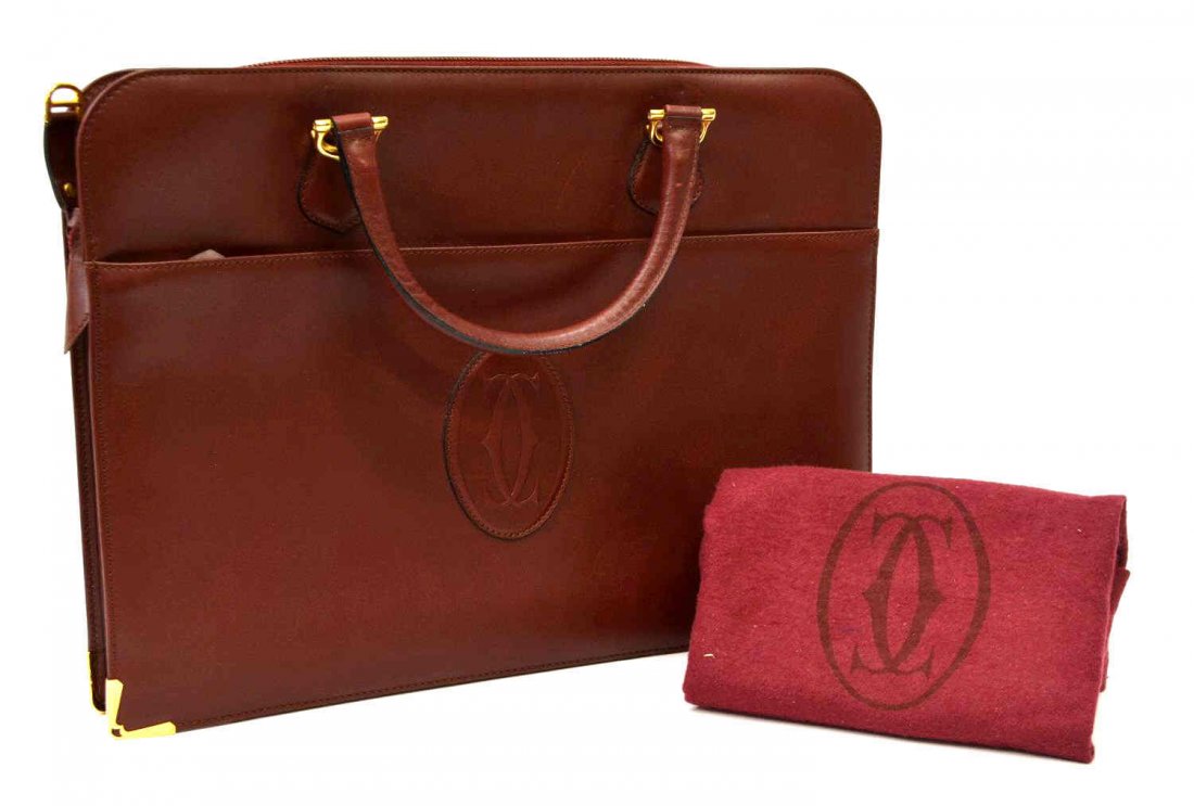 MUST DE CARTIER BURGUNDY LEATHER SOFT BRIEFCASE (1 of 6)