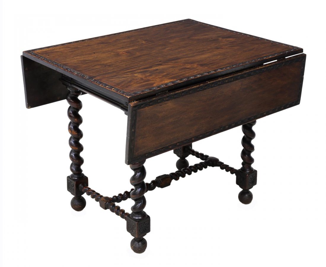 SPANISH BAROQUE STYLE CARVED DROP LEAF TABLE 19THC (1 of 3)