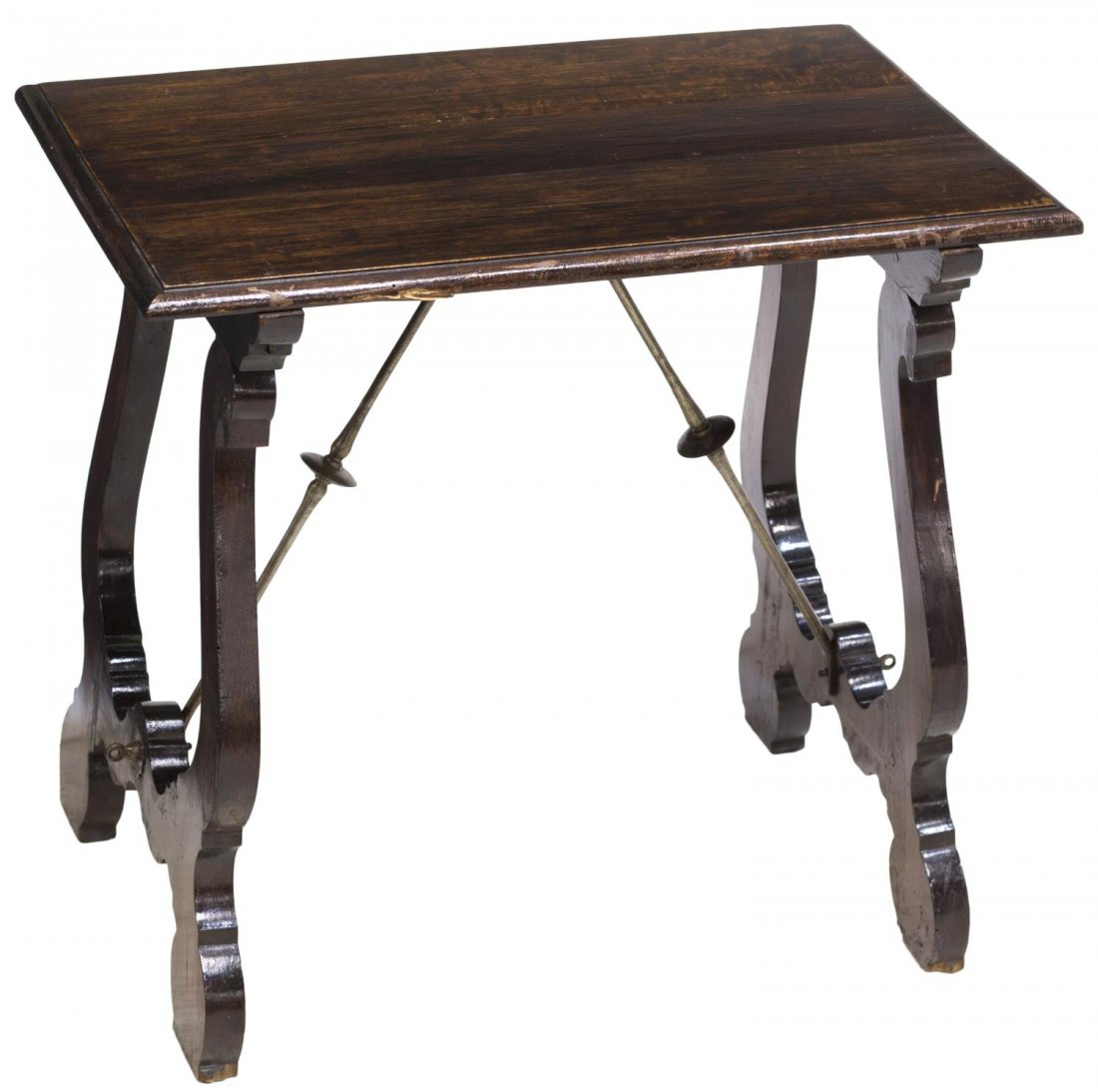 SPANISH BAROQUE STYLE SIDE TABLE, IRON STRECHERS (1 of 2)