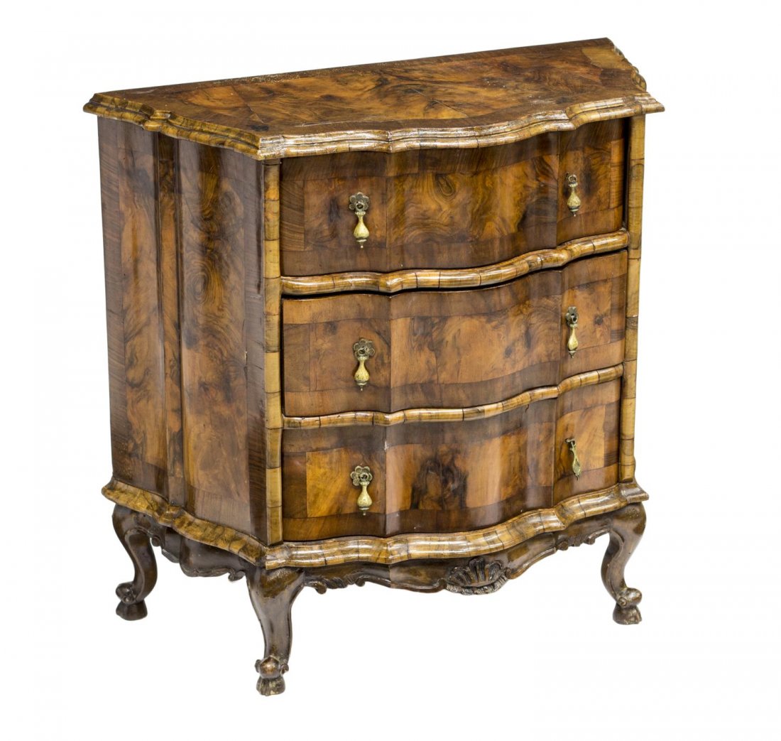 ITALIAN SERPENTINE PATCHWOOD SIDE CABINET (1 of 4)