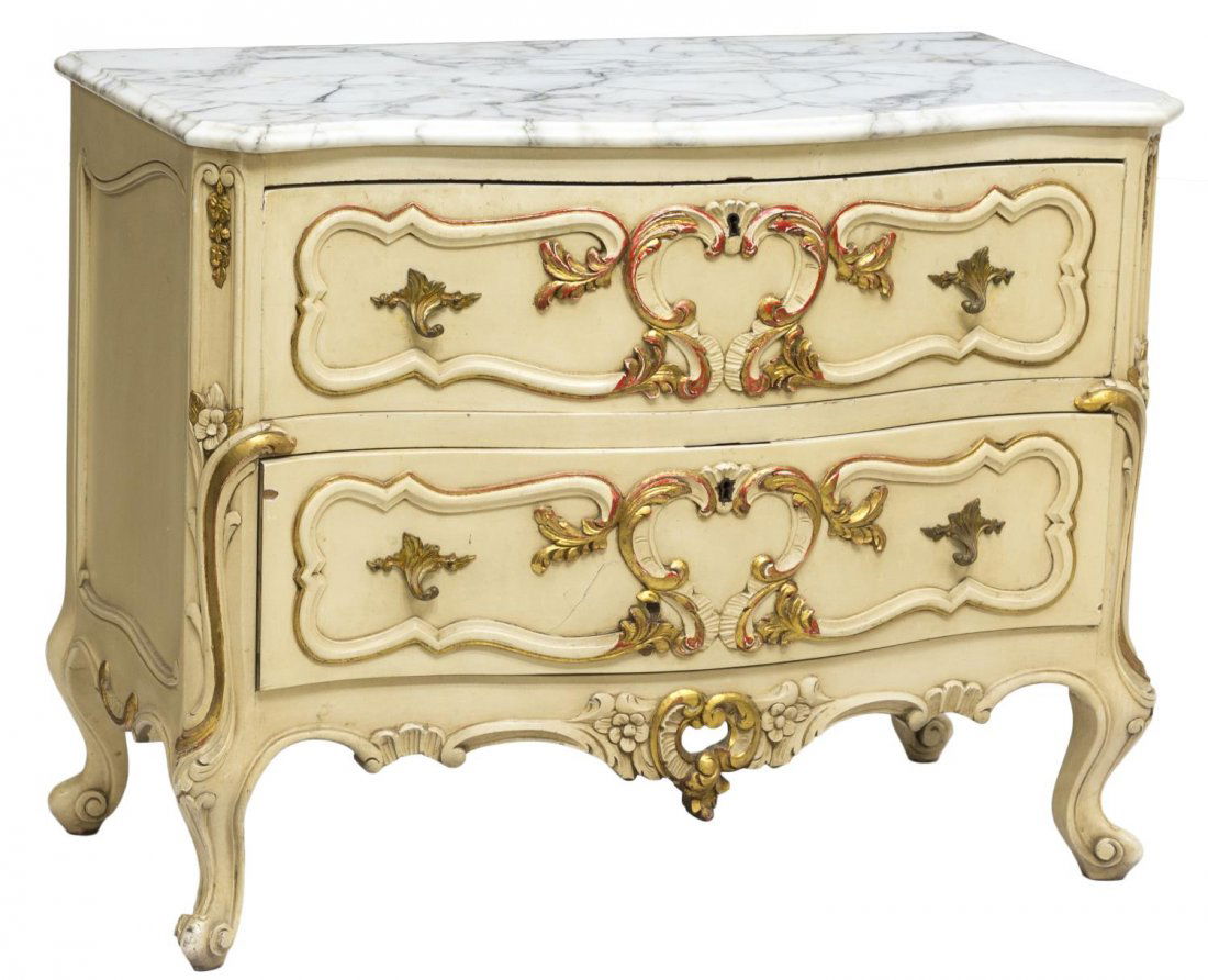 SPANISH LOUIS XV POLYCHROME MARBLE TOP COMMODE (1 of 4)
