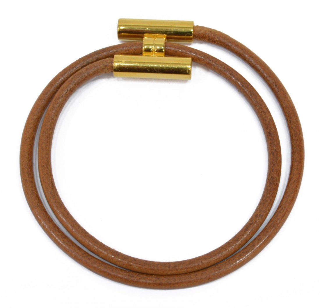 HERMES "TOURNIS" DOUBLE WRAP LEATHER BRACELET (1 of 3)