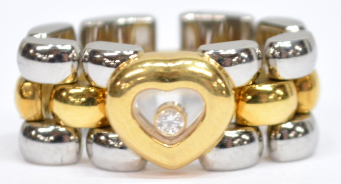 LADIES CHOPARD "HAPPY DIAMOND" TWO TONE GOLD RING (1 of 3)