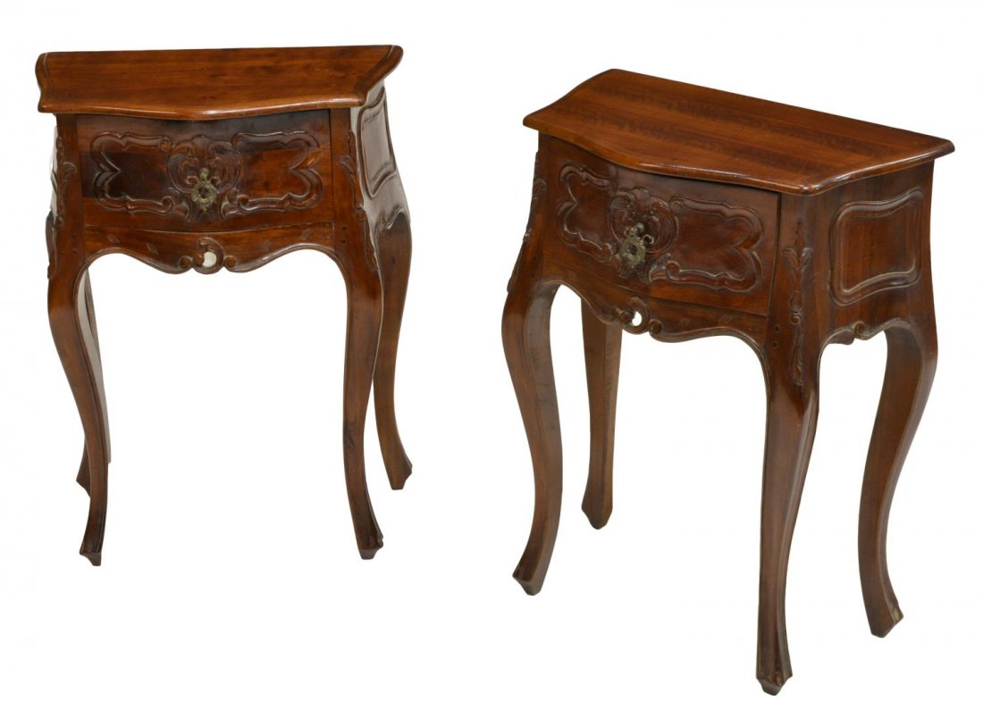 (2) PETITE LOUIS XV STYLE CARVED BEDSIDE TABLES (1 of 2)