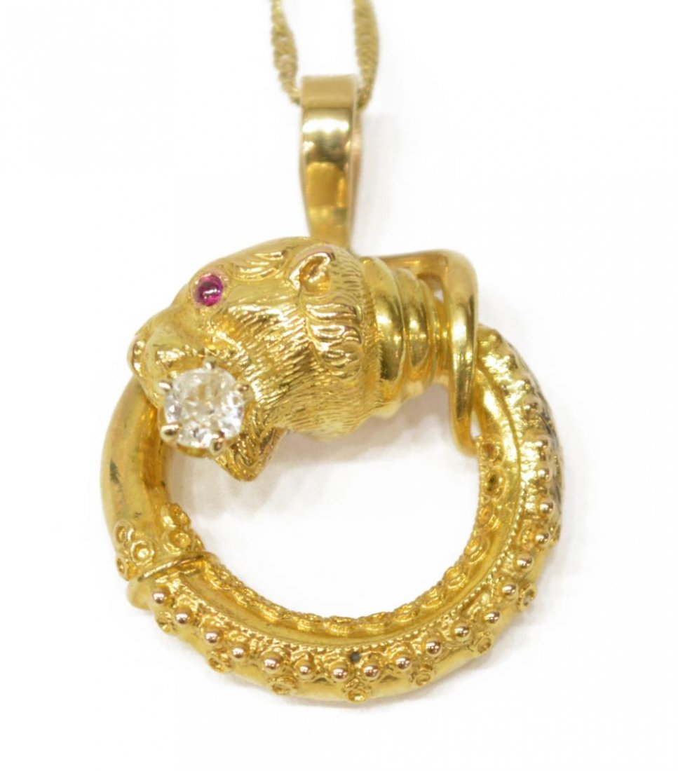 LADIES ESTATE 14KT GOLD & DIAMOND PANTHER NECKLACE (1 of 3)