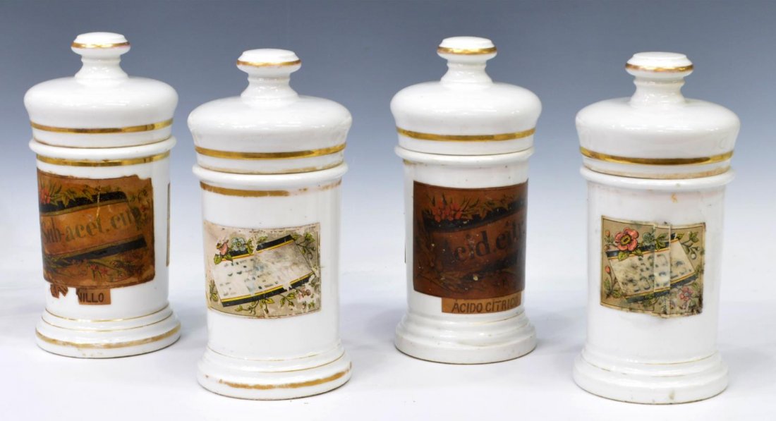 (4) ANTIQUE CONTINENTAL PORCELAIN APOTHECARY JARS (1 of 2)