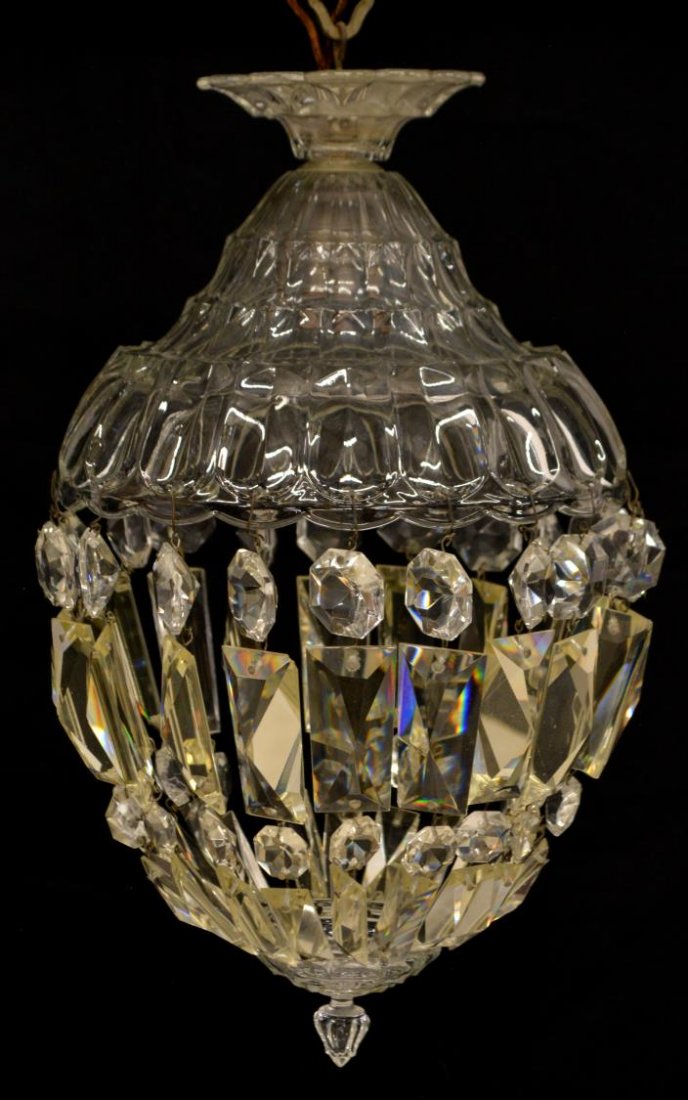 ITALIAN CRYSTAL & GLASS SINGLE LIGHT CHANDELIER (1 of 2)