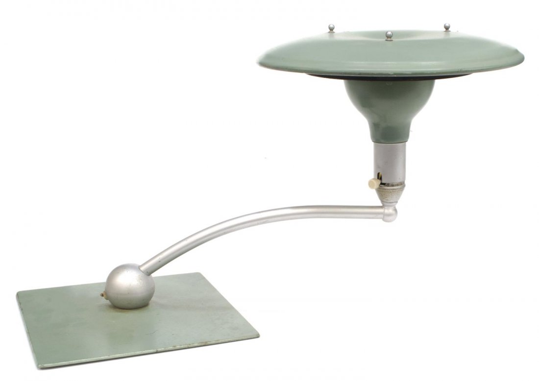 AMERICAN 'SIGHT LIGHT' TABLE LAMP, WHEELER CT.: American mid-century "Sight Light" table lamp, c. 1945, design by Leroy C. Doane and manufactured by M.G. Wheeler (Greenwich CT), in working order, 13"h, 25'w, 10"d, 5lbs Start Price: $50.00