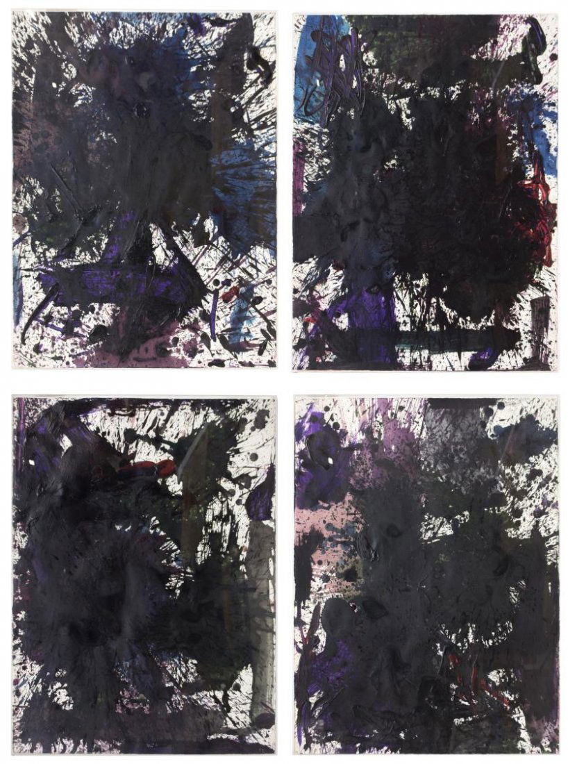 (4) MICHAEL TRACY (AMERICAN B. 1958) CUSTOM ART: (set of 4) Framed mixed media on paper, "Drawing for A. Artand", September 1971, abstract compositions, signed verso Michael Tracy (American b. 1958), inscribed "To be sold together (not to be split u